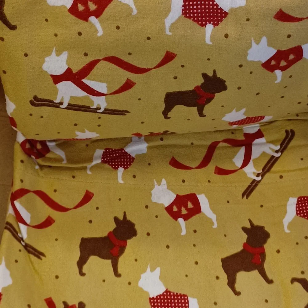 Martha Stewart Collection FULL Flannel Sheet Set PUPPY LOVE Dogs in Sweaters